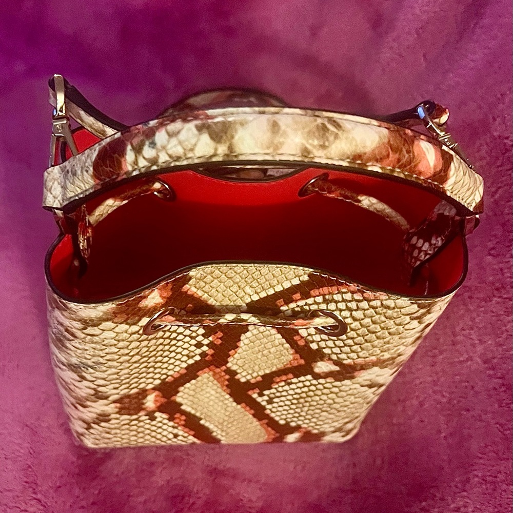 Mk Suri Python Embossed Small Bucket Crossbody Ba… - image 6